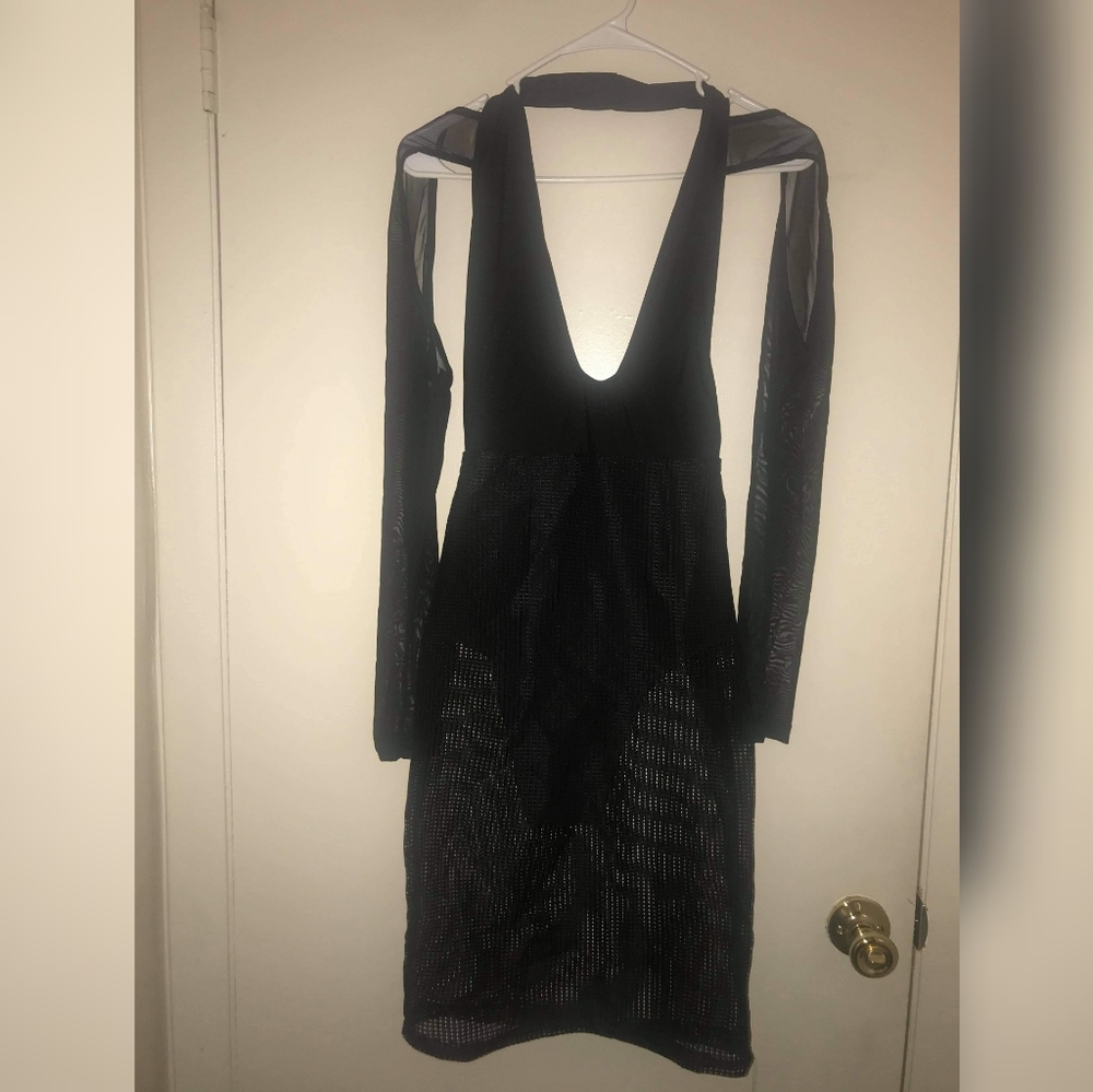 Black Mesh See Thru Dress